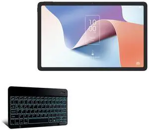 BoxWave Keyboard Compatible with TCL NxtPaper 11 - SlimKeys Bluetooth Keyboard - with Backlight, Portable Slim LED 7 Colors - Jet Black