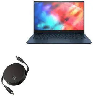 BoxWave Cable Compatible with HP Elite Dragonfly - PD miniSync (240W), Retractable PD 240W Portable USB Type-C Cable - Jet Black