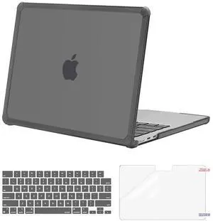 MOSISO Compatible with MacBook Air 13 inch Case 2025 2024 2023 2022 M4 A3240 M3 A3113 M2 A2681,Anti-Cracking Heavy Duty TPU Bumper Hard Case&Keyboard Skin&ScreenFilm for MacBook Air 13.6, Smoke Gray