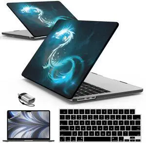 IBENZER Compatible with 2025 2024 2023 2022 MacBook Air 13 inch Case M4 A3240 M3 A3113 M2 A2681, Hardshell Case & KeyboardCover & ScreenFilm & Type-C for Mac Air 13.6, Dragon, AT13-KK-DRN+2TC