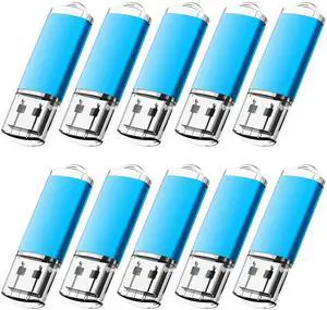 KOOTION 1GB Flash Drive 10 Pack USB 2.0 Memory Stick Capped Jump Drive Thumb Drive, Blue