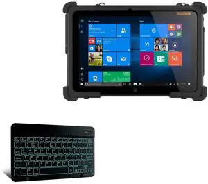 BoxWave Keyboard Compatible with MobileDemand xTablet Flex 10A - SlimKeys Bluetooth Keyboard - with Backlight, Portable Slim LED 7 Colors - Jet Black