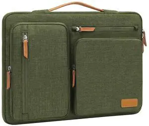 MOSISO 360 Protective Laptop Case 13.3 inch, 13-13.3 inch Laptop Sleeve Compatible with MacBook Air/Pro 13 / Pro 14,HP Dell Acer ASUS,Side Open Carrying Case with 4 Zipper Pockets&Handle, Olive Green