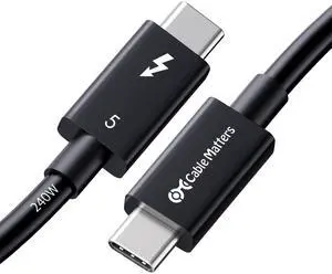 Cable Matters [Intel Certified] 80Gbps Thunderbolt 5 Cable with up to 120Gbps Bandwidth Boost and 240W Charging - 0.3m / 1ft, Compatible with Thunderbolt 4, USB4, and USB C, Black