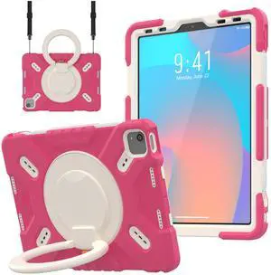 Triple Shockproof Case for iPad Air 5th/4th Generation 10.9 inch 2022/2020 and Pad Pro 11 Case 2022 2021 2020 2018 Gen, Kids Boy Girl Cover with Kickstand, Shoulder Strap (Pink)