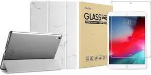 ProCase iPad Air 3 10.5" 2019 / iPad Pro 10.5" 2017 Whitemarble Slim Hard Shell Case Bundle with Tempered Glass Screen Protector