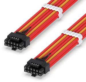 EZDIY-FAB 16AWG PCI-e 5.0 12VHPWR PSU Sleeved Cable, 600W 12+4 Pin Male to 12+4 Pin Male Cable for RTX 3090Ti/4070Ti/4080/4090, 60cm/23.62in-Red Yellow