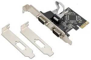 Dual Port Serial Industrial DB9 COM RS232 PCIe X1 Card for Desktop PC with Low Bracket Moschip MCS9922 SD-PEX15022
