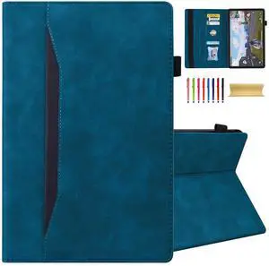 Dteck Folio Case for All-New  Fire HD 10 and 10 Plus Tablet (13th/11th Generation, 2023/2021 Release),Premium PU Leather Slim Flip Stand Magnetic Pocket Wallet Cover with Pencil Holder, Blue