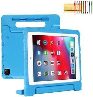 Dteck Kids Case for iPad Air 11" M2 2024, iPad Pro 11" Case 2024, Lightweight Shockproof Rugged EVA Kids Friendly Handle Kickstand Child Proof Protective Case with Pencil Holder, Blue