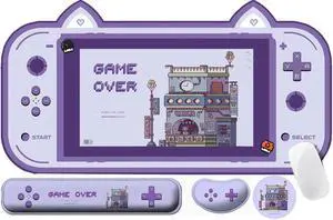 4-in-1 Large Gaming Mouse Pad, Keyboard Wrist Rest Pad & Wrist Support Mousepad Set,Pastel Game Over Mousepad, Cute Extended Desk Pad Waterproof Desk Mat for Home Office Study Game-Purple