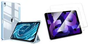 Fintie Hybrid Slim Case for iPad Air 5th/ 4th Gen 10.9 Inch Bundle with HD Clear 9H Hardness Tempered Glass Screen Protector