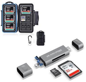 3IN1 SD Card Reader for iPhone iPad MacBook+36 Slots Memory Card Case