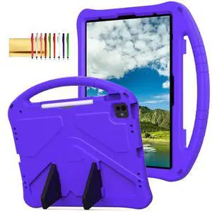 Dteck for iPad Air 13 Inch M2 2024/iPad Pro 13 inch 2024 M4 Kids Case/iPad Pro 12.9 Cover 6th/5th/4th/3rd Gen 2022/2021/2020/2018 with Pencil Holder Handle Stand EVA Protective Girl Boy Case,Purple