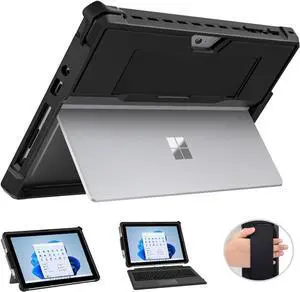 MoKo Case Fit Microsoft Surface Go 4 /Surface Go 3 / Surface Go 2 / Surface Go Case, All-in-One Protective Cover Case with Pen Holder Hand Strap, Compatible with Type Cover Keyboard, Black