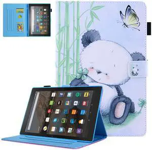 Dteck for Fire Max 11 Tablet Case - 11" PU Leather Protective Folio Fold Stand with Auto Sleep Wake, Adjustable Viewing Angles, 4 Card Slots, Lightweight Slim Panda Case