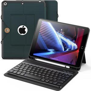INFILAND for iPad 9th Generation Case with Keyboard 10.2 Inch iPad 9th/8th/7th Gen, Folio Cover with Pencil Holder, Slim Protective Detachable Keyboard Case for Apple iPad (Midnight Green)