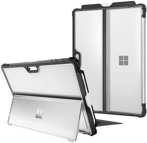 Fintie Hard Case for Microsoft Surface Pro 7 Plus, Surface Pro 7/6/5/LTE, Shockproof Folio Protective Rugged Cover Compatible with Type Cover Keyboard + Original Kickstand (Frost Clear)