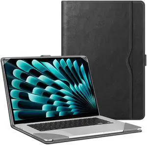Fintie Sleeve Case for MacBook Air 15 Inch A3241 A3114 A2941 (2023 2024 2025 Release), Premium PU Leather Folio Book Cover for MacBook Air 15.3" M2 M3 M4 Chip with Touch ID, Black