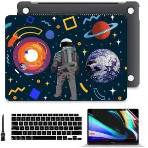 Batianda Design Case for New MacBook Air 13 Inch Model A2337 M1 A2179 A1932 2021 2020 2019 Release,3D Painted Hard Shell with Keyboard Cover & Screen Protector, Astronaut Planet