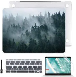 Batianda Laptop Case for MacBook Air 13 2020 2019 2018 with Touch ID & Retina (A2337 A2179 A1932) Floral Series Clear Hard Shell with Keyboard Cover Screen Protector for New Mac Air 13.3 inch, Forest