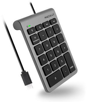 Macally Wired USB C Numeric Keypad for Mac - Work Better - Type C Number Pad for MacBook Pro/Air, iMac, and PC - USB C Wired Number Pad with 5ft Cable and Arrow Keys - 10 Key USB Keypad for Laptop