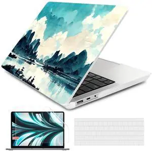Batianda Case for 13.5" Microsoft Surface Laptop 5 4/3 with Metal Palm Rest Model 1951, Designed Protective Plastic Hardshell & Keyboard Cover & Screen Protector, Landscape Painting