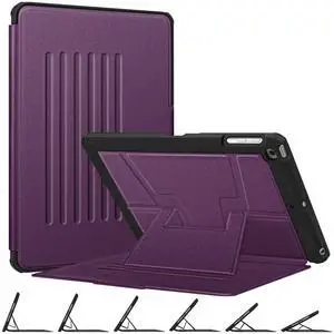 Fintie Magnetic Stand Case for iPad 6th / 5th Generation (2018/2017), iPad Air 2 / Air 1 (9.7 Inch) - [Multiple Secure Angles] Shockproof Rugged Soft TPU Back Cover, Auto Wake/Sleep, Purple