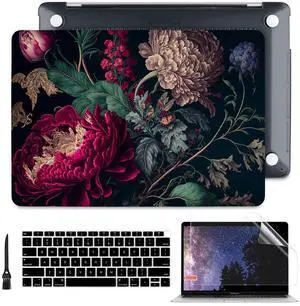 Batianda Design Case for M1 MacBook Air 13 Inch Model A2337 A2179 A1932 2021 2020 2019 Release,3D Stylish Designed Hard Shell with Keyboard Cover & Screen Protector, Vintage Flower