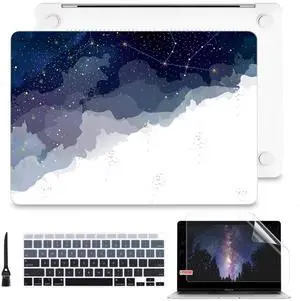 Batianda for MacBook Air 13 Inch Case 2020 2019 2018 Release A2337 M1 A1932 A2179, Hard Shell with Keyboard Cover Only Compatible for MacBook Air 13 Retina Dispaly&Touch ID, Blue Starry Sky
