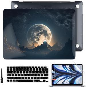 Batianda Case for M1 MacBook Air 13 Inch Model A2337 A2179 A1932 2021 2020 2019 Release,3D Painted Creative Series Design Hard Shell with Keyboard Cover & Screen Protector, Moon in Sky