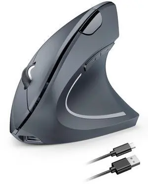 TECKNET Ergonomic Wireless Mouse, Rechargeable Mouse Wireless Silent for Carpal Tunnel Right Hand, 2.4GHz USB Vertical Mouse Wireless for Laptop, 5 Adjustable 4800 DPI, Computer, MacBook, Desktop