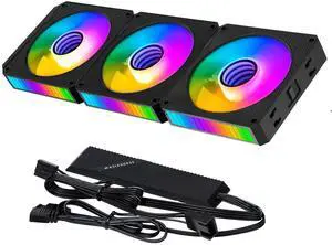 Asiahorse 120mm PC Case Fans with PWM Fan Splitter, Premium Quiet Computer Cooling Case Fan, 4-Pin, 800-2500 RPM, 3Pack (Grey)