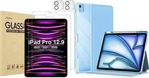 ProCase 2+2 Pack Screen Protector for iPad Pro 12.9 inch 6th 5th 4th Gen Bundle with iPad Air 13-inch (M2) 2024 & iPad Pro 12.9 inch 6th/5th/4th/3rd Case