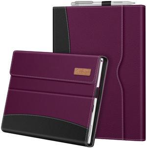 Fintie Case for 12.3 Inch Microsoft Surface Pro 7 Plus, Surface Pro 7/6/5/4/3 - Portfolio Business Cover with Pocket, Compatible with Type Cover Keyboard, Purple