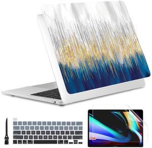 Batianda Designed Case for New MacBook Pro 13-inch M2 2022 Release Model A2338 Upgrade Hard Ultra Thin Protective Shell Anti-Dirty with Keyboard Cover & Screen Protector, Blue Gold