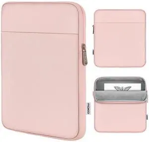Moko Kindle Sleeve Compatible with Kindle Scribe 10.2 inch (2024 and 2022 Release), Protective Pouch Bag Case Cover with Dual Pockets and Pen Holder, Scratch-Resistant Soft Fluffy Lining, Pink