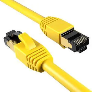 Cables Direct Online Cat8 Yellow 35FT SFTP Ethernet Patch Cable 40Gbps 2000Mhz Connection 26AWG Shielded Copper RJ45 Connectors for Modems, Routers, Networks