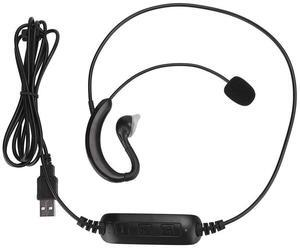 Headset, Ear Mounted USB Laptop Earphone Ear Hook USB Computer Notebook Headset Headphone Computer Notebook Accessory Microphone Line Controls