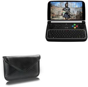 BoxWave Case Compatible with GPD Win 2 - Elite Leather Messenger Pouch, Synthetic Leather Cover Case Envelope Design - Jet Black