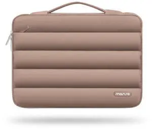 MOSISO 360 Protective 15-15.6 inch Laptop Case, 16 inch Puffy Laptop Sleeve Compatible with MacBook Pro 16, HP, Dell, ASUS, Acer, Lenovo Notebook Computer,Polyester Horizontal Side Open Bag, Brown
