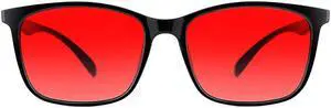 TIJN Sleep Glasses for 99.9% Blue Green Light Blocking Dual AR Coatings Red Lens for Computer Gaming Reduce Eyestrain, TR90, Black