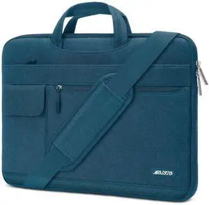 MOSISO Laptop Shoulder Bag Compatible with MacBook Air/Pro, 13-13.3 inch Notebook, Polyester Flapover Briefcase Sleeve Case, Deep Teal