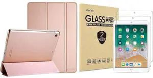 ProCase iPad Air 1st 2013 Rosegold Slim Hard Shell Case Bundle with 2 Pack iPad 9.7 2018 & 2017 / iPad Pro 9.7 / iPad Air 2 / iPad Air Tempered Glass Screen Protectors