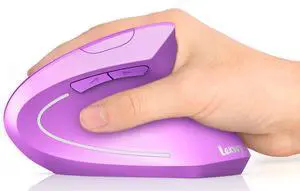 Lekvey Ergonomic Mouse, Wireless Vertical Mouse Rechargeable 2.4 GHz Optical Carpal Tunnel Mice : 800/1200 / 1600 DPI, 6 Buttons, for Laptop, PC, Mac, Computer, Desktop, Notebook etc, Purple