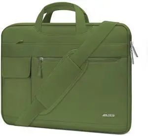 MOSISO Laptop Shoulder Bag Compatible with MacBook Air/Pro,13-13.3 inch Notebook,Compatible with MacBook Pro 14 inch M3 M2 M1 Pro Max 2023-2021,Polyester Flapover Briefcase Sleeve Case, Army Green