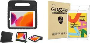 ProCase Kids Friendly Case for iPad 7th Gen 10.2" 2019 / iPad Air 3rd Gen/iPad Pro 10.5"(Black) Bundle with 2 Pack iPad 10.2 7th Generation Screen Protector