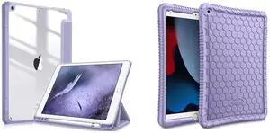 Fintie Hybrid Slim Transparent Case Bundle with Fintie Kids Friendly Silicone Case for iPad 9th / 8th / 7th Generation (2021/2020 / 2019) 10.2 Inch