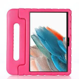 Dteck for Samsung Galaxy Tab A8 (10.5") Tablet Case 2022 Release (SM-X200/SM-X205), Durable EVA Foam Lightweight Kids Case with Handle and Kickstand, Drop Proof Shockproof Protective Cute Cover, Rose