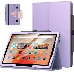 MoKo Case Fits All-New  Kindle Fire HD 10 & 10 Plus Tablet (13th/11th Generation, 2023/2021 Release) 10.1" - Slim Folding Stand Cover with Auto Wake/Sleep, Taro Purple